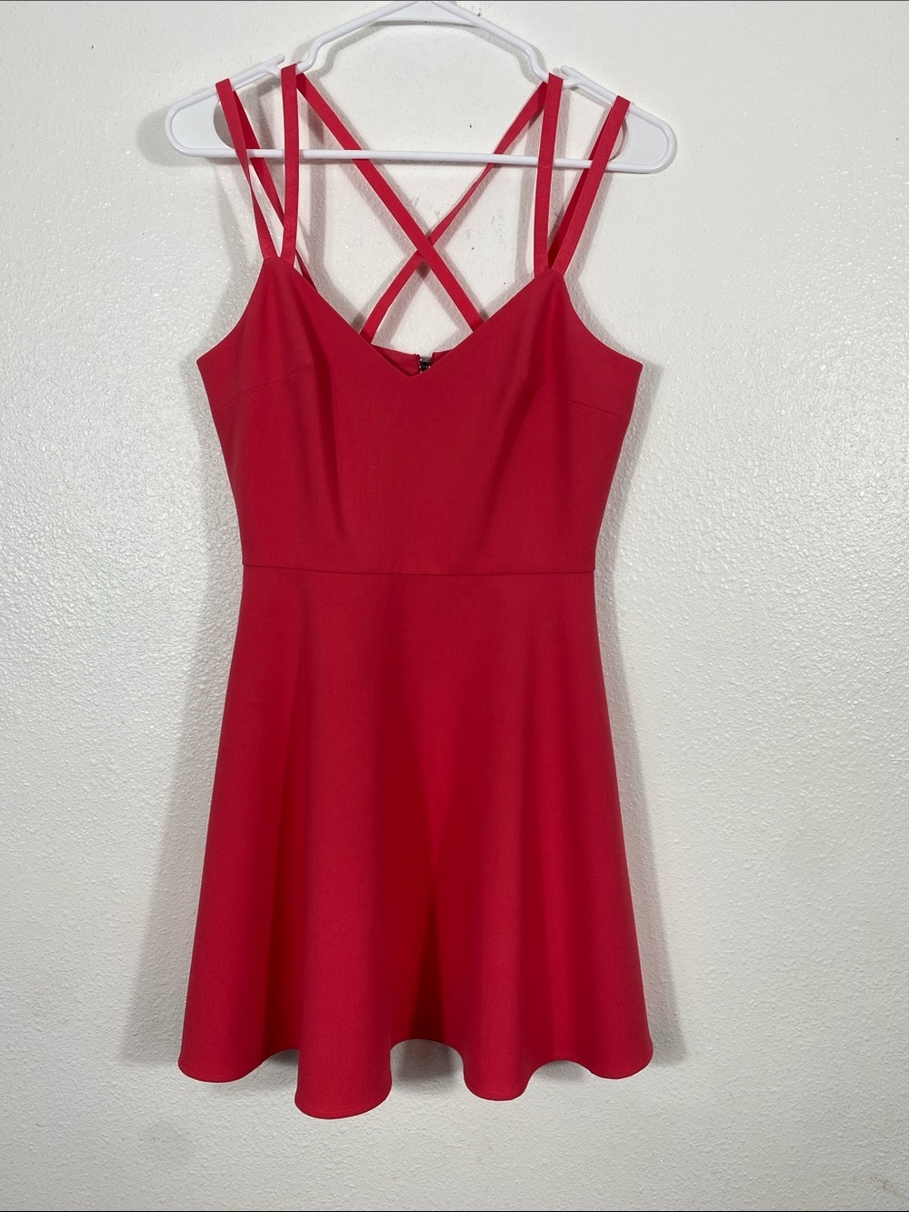 French Connection Hot Pink Double-Strap Fit-and-Flare Mini Dress Size 6 - Picture 5 of 15